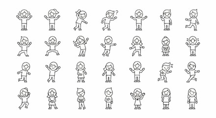 Obraz premium Collection of Diverse Cartoon Children Poses and Expressions.