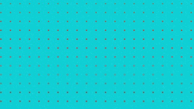 Abstract cyan background with a regular geometric grid of small red dots and subtle noise texture