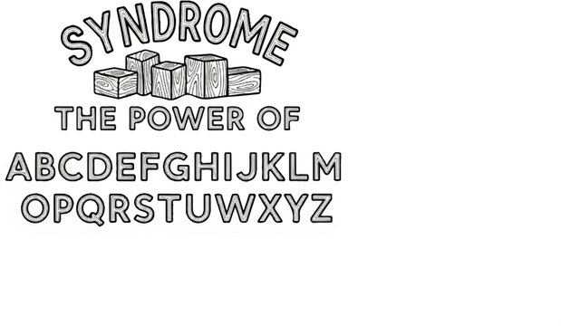 Wooden blocks form letters and blocks beneath the word "SYNDROME" and text