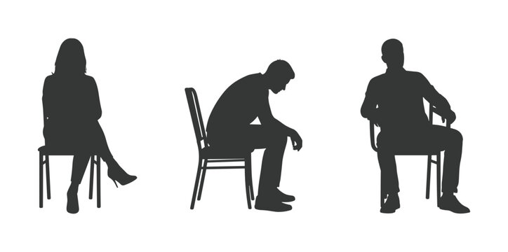 Black People Silhouettes Seated on Chair &mdash; Slouched, Hunched, and Relaxed Poses
