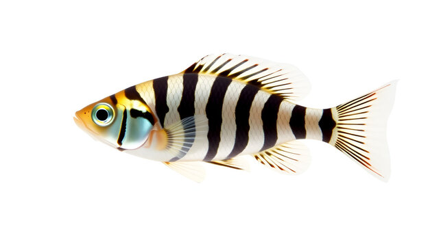 Zebrafish Zebra Barb Danio rerio freshwater aquarium fish isolated on white background