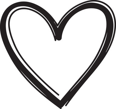 A Simple Black Heart Symbol on White Background isolated on transparent background, Vector, illustration