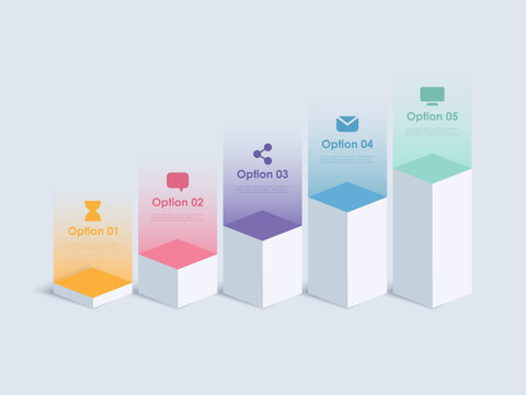 3D template for designing vector infographic labels with icons and 4 parameters or steps. Isometric layout for process diagrams, presentations, workflow layouts, and flow charts.