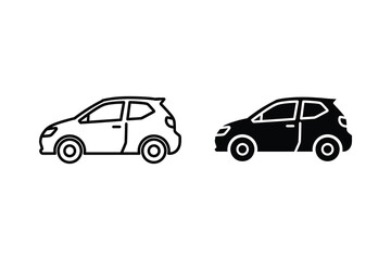 Fototapeta premium Car icon in outline and solid style, representing transportation and vehicles