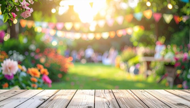 Blur Background Of Garden Festival Day In Summer