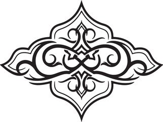 An ornate fleur de lis vector design featuring black floral patterns and vintage tribal ornament elements for a silhouette tattoo illustration or decorative nature symbol