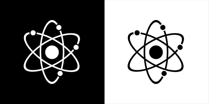 Abstract Atom Icon Illustrating Scientific Principles and Fundamental Particles