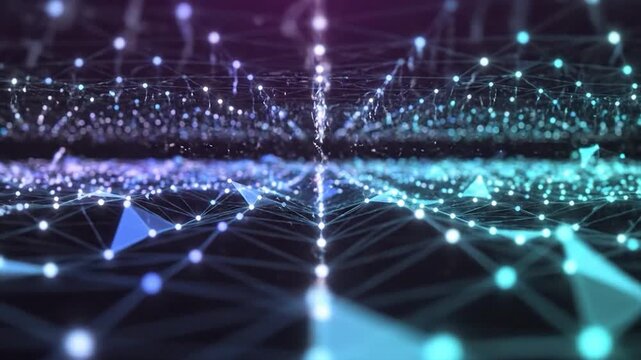 Abstract digital network of glowing points and lines