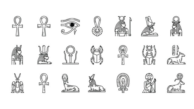 Ancient egyptian and mesopotamian deities and symbols illustrated in a comparative iconography Vector