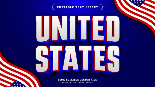 Editable text style effect united states of America text with flag style theme