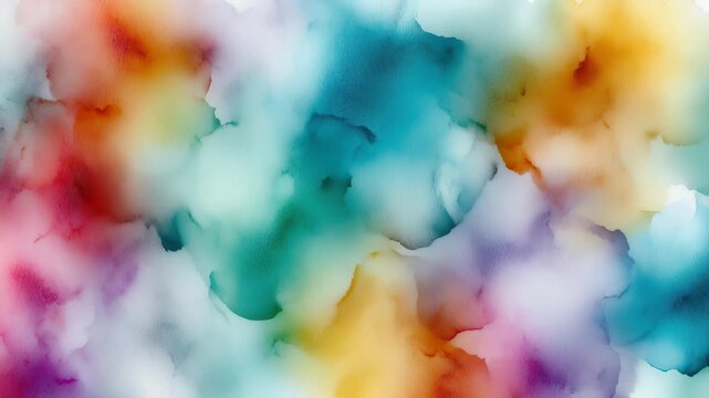 Soft watercolor ink clouds drifting and blending pastel teal orange purple background loop 60 FPS