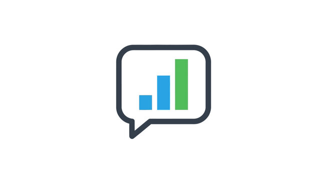 Bar chart in speech bubble icon.