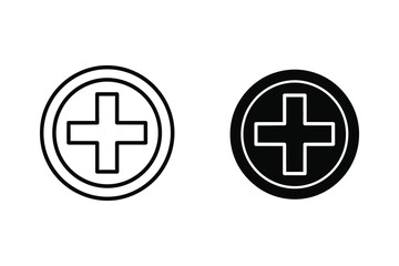 Obraz premium Medical Cross Plus Sign Icons in Circular Healthcare Symbol