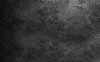 Obraz premium Close up retro plain dark black cement & concrete wall background texture. Vector black grunge wall. 