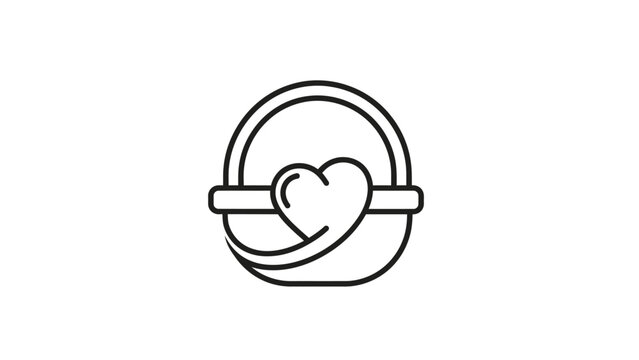 Simple Line Art Heart Logo Design.