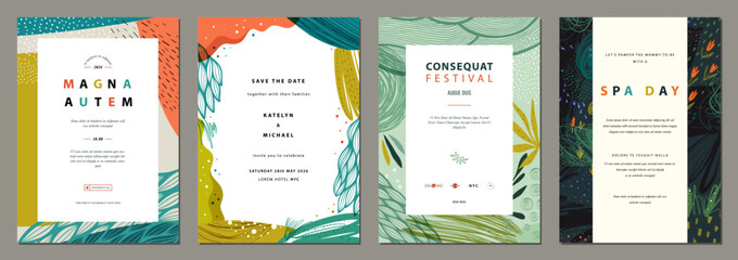 Abstract frames art templates. For poster, business card, invitation, flyer, banner, brochure, email header, post in social networks, advertising, events and page cover.