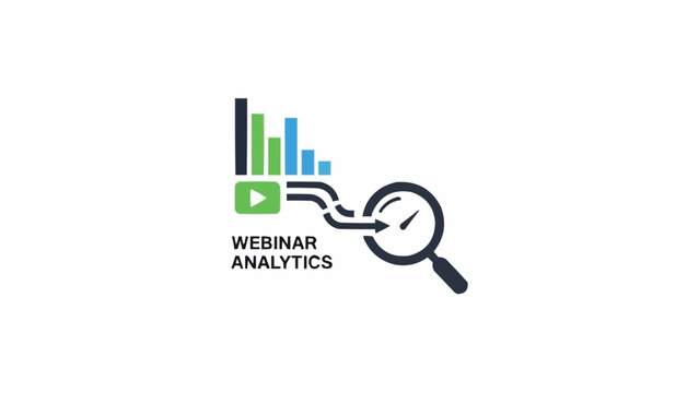 Webinar analytics logo with magnifying glass.