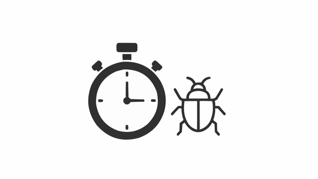 Stopwatch and Beetle Icon Simple Design.