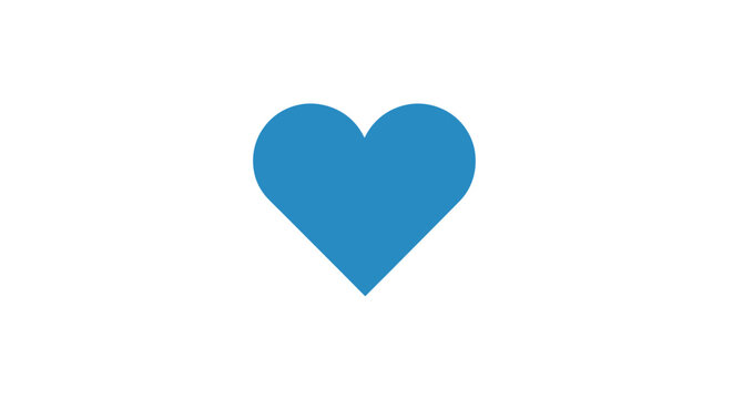 Blue heart symbol on white background.