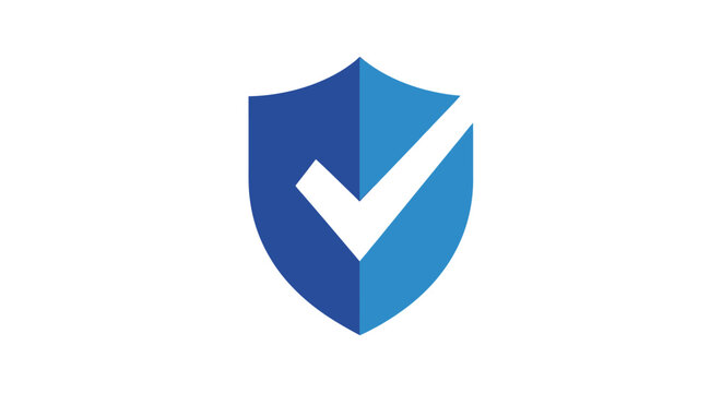 Blue shield with white checkmark symbol.