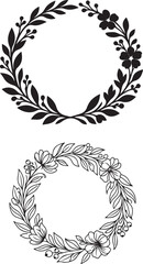 Obraz premium Botanical Wreath Line Art