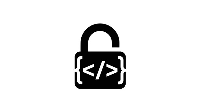 Padlock with coding symbol security.