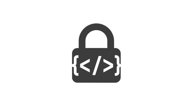 Padlock with coding symbol security.