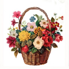 Naklejka premium Colorful floral basket illustration
