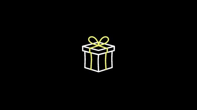 Minimalist Line Art Gift Box Animated Icon for E commerce Rewards and Holiday Promotions, Modern Celebration Theme