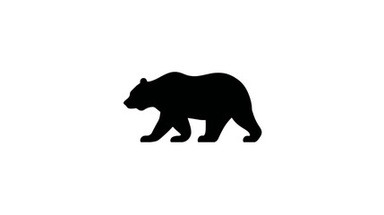 Fototapeta premium Generic black bear silhouette walking, wild animal graphic design element, simple wildlife illustration on white background