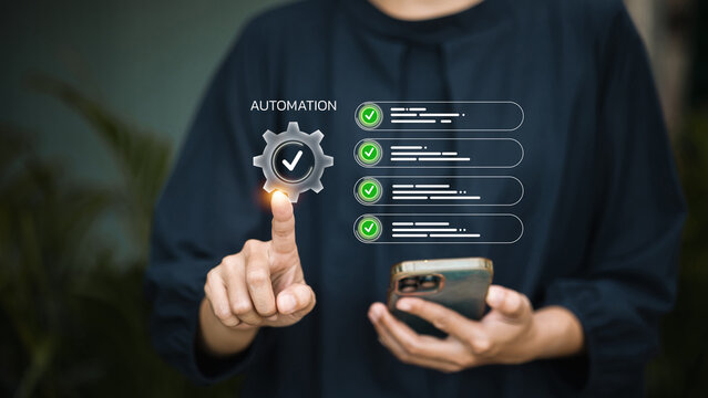 Business Automation Workflow Checklist Concept with Digital Process Management System