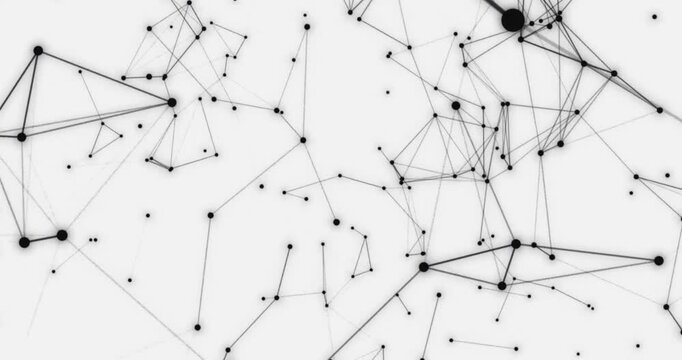 futurist movement black abstract white background with motion plexus of dots and lines, technology, social networks, communication,business, surface made of triangles