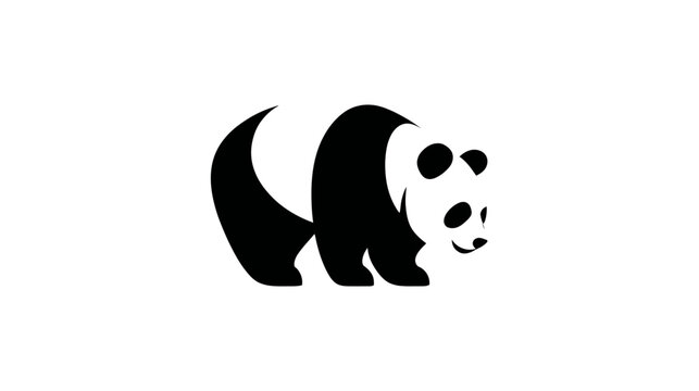 Stylized black and white panda bear illustration. Simple minimalist graphic icon for wildlife, nature, animal, or mascot design.
