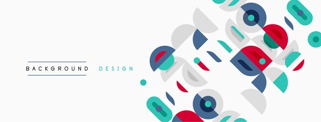Fototapeta premium Abstract geometric shapes overlap, creating dynamic colorful background. Modern design elements suggest creativity, innovation.