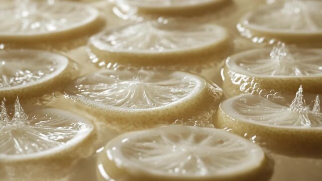 Fresh Lemon Slices Citrus Fruit Macro Refreshing Summer Background 4K HD Video