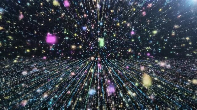 Digital data explosion in space galaxy.
