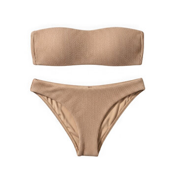 Beige ribbed bikini set