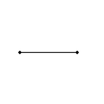 Simple black line segment connects two diamond markers indicating a direct path or horizontal measurement on a clean white background for graphic design.