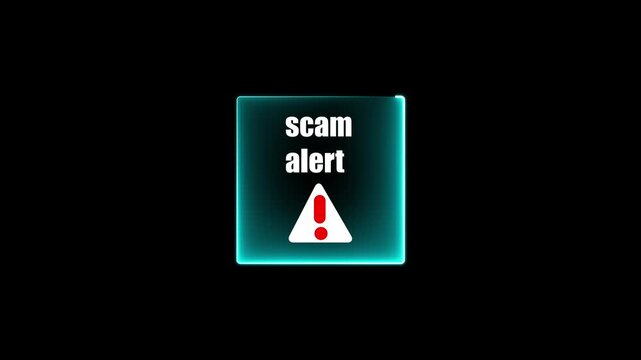 Scam alerts cybersecurity concepts on the transparent background. Fraud alerts with icons indicating online threats and cybersecurity unknown persons suspicious scammers fraud. 4k video animation.