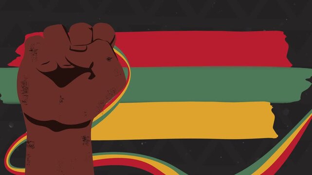 Black Power Fist with African Flag Motion Video