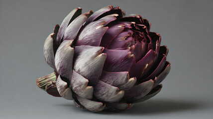 Obraz premium Purple Artichoke on Gray Background