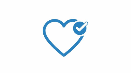 Blue Heart Icon with Checkmark Symbol.