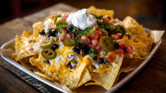 Loaded Nachos with Cheese and Toppings