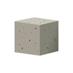 Concrete Cube Vector Illustration. Strength Testing Sample for Civil Engineering and Construction Material Quality Control.