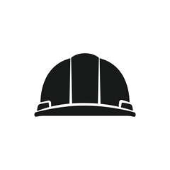 Hard Hat Silhouette Vector. Construction Safety Helmet Black Shape for Industrial Signs and Engineering Icons.