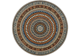 Obraz premium A colorful circular pattern with blue and brown hues isolated on transparent background
