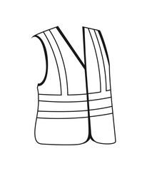 High Visibility Safety Vest Outline Illustration. Reflective Yellow Personal Protective Equipment (PPE) for Construction Workers and Site Safety. Coloring Book Page Template.