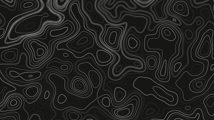 Abstract Topographic maps Pattern white contour line Banner in texture black Background © Creative
