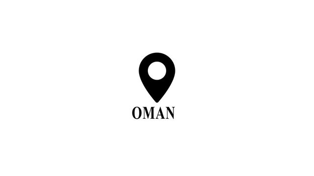 Oman map location pin animation, minimalist geographic marker for travel and business mapping