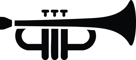 Stylized Trumpet Brass Instrument Icon, Minimalist Jazz Trumpet Vector Illustration, vector, illustration, silhouette. © naeem